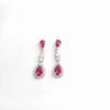 Colourful Cubic Zirconia Tear Drop Stud Earrings Pink