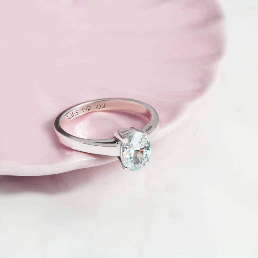 Personalised Cubic Zirconia Solitaire Claw Ring