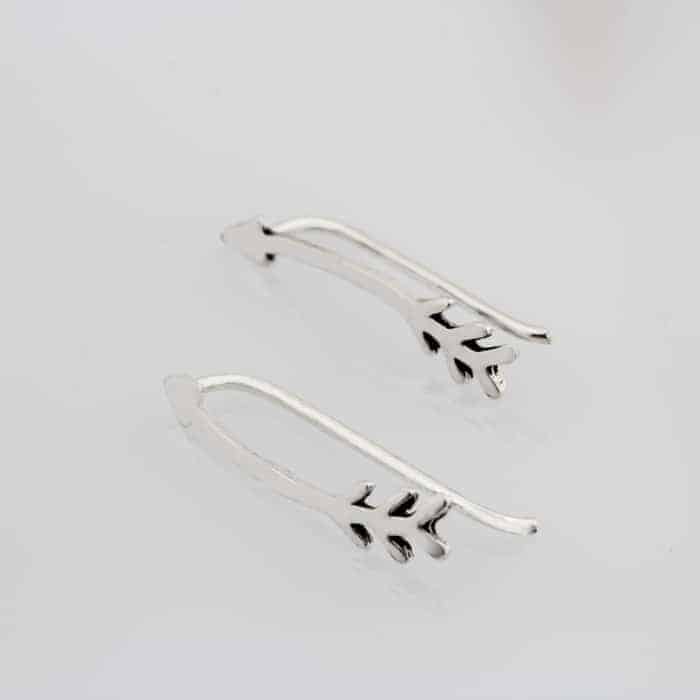 Curved Arrow Climber Earrings 1 - Silvery | Personalised Jewellery