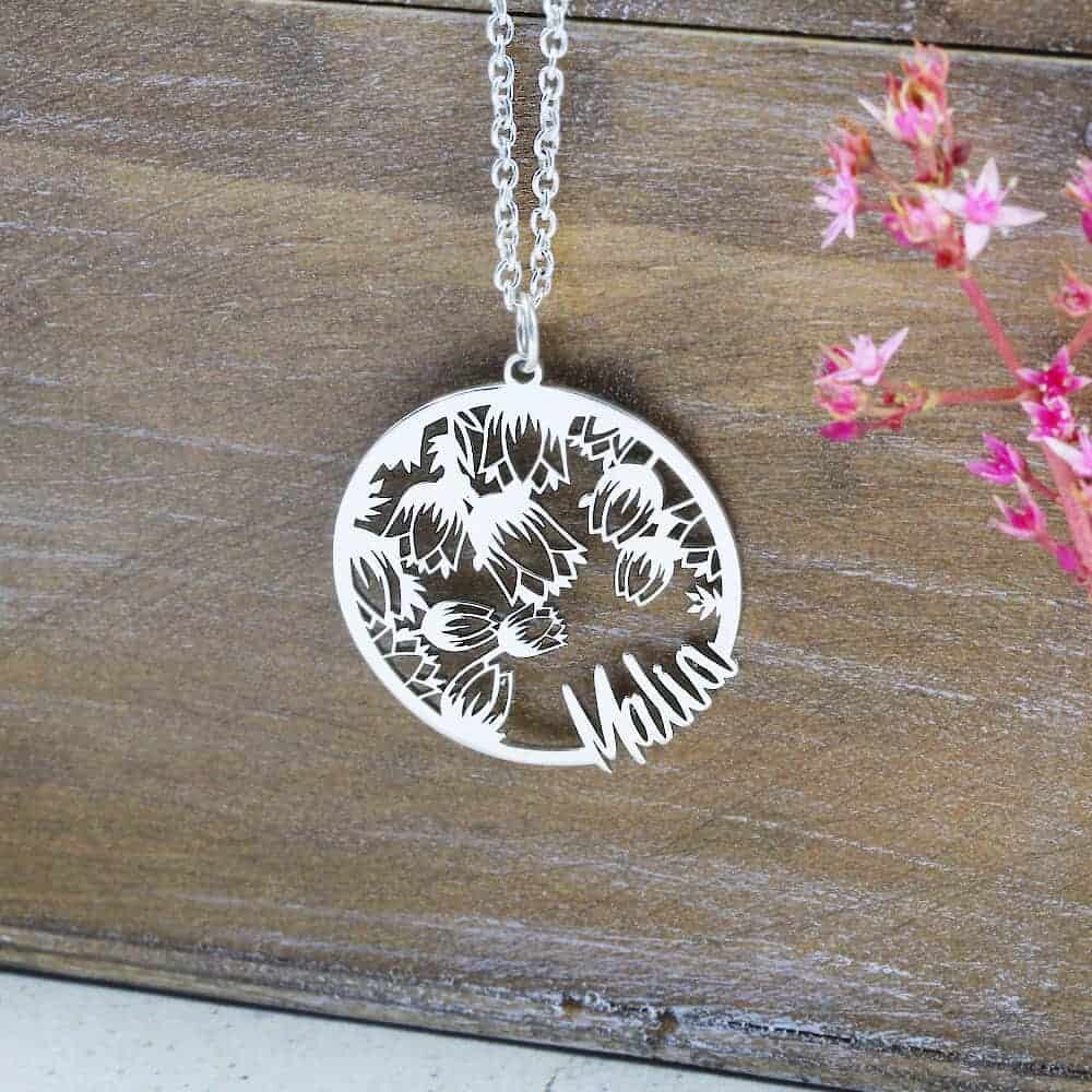 925 Sterling Silver Tulip Coin Name Necklace