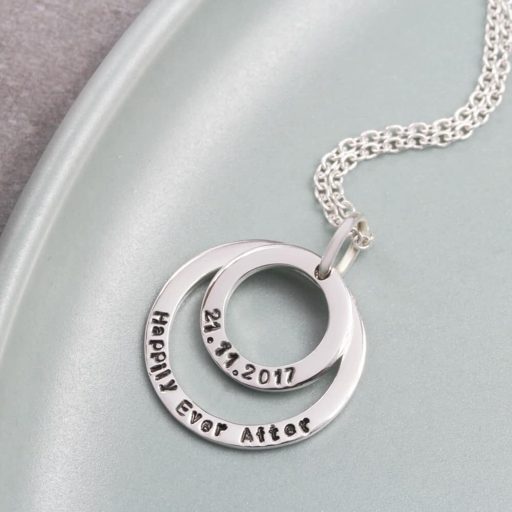 Personalised necklace Double Hoop Necklace silvery jewellery south africa