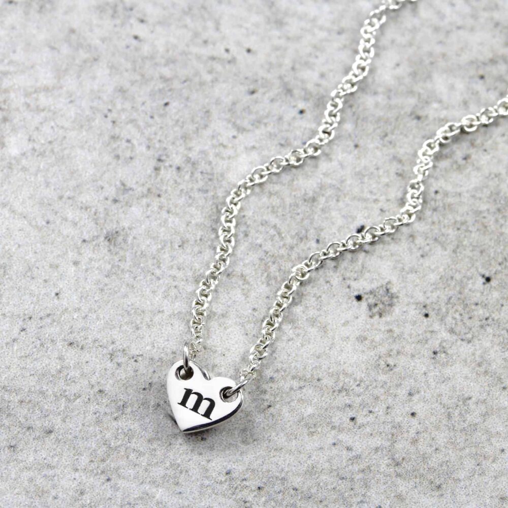Custom Necklace Dainty Heart Initial Necklace Silvery Jewellery