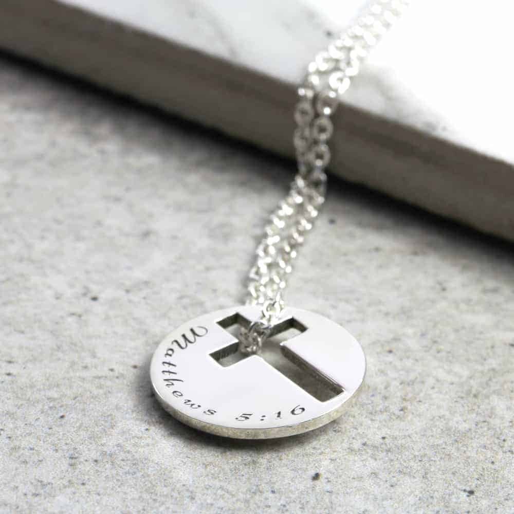 Custom Necklace Cross Cutout Coin Necklace Silvery Jewellery