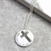 Personalised Necklace Cross Cutout Coin Necklace Silvery Jewellery