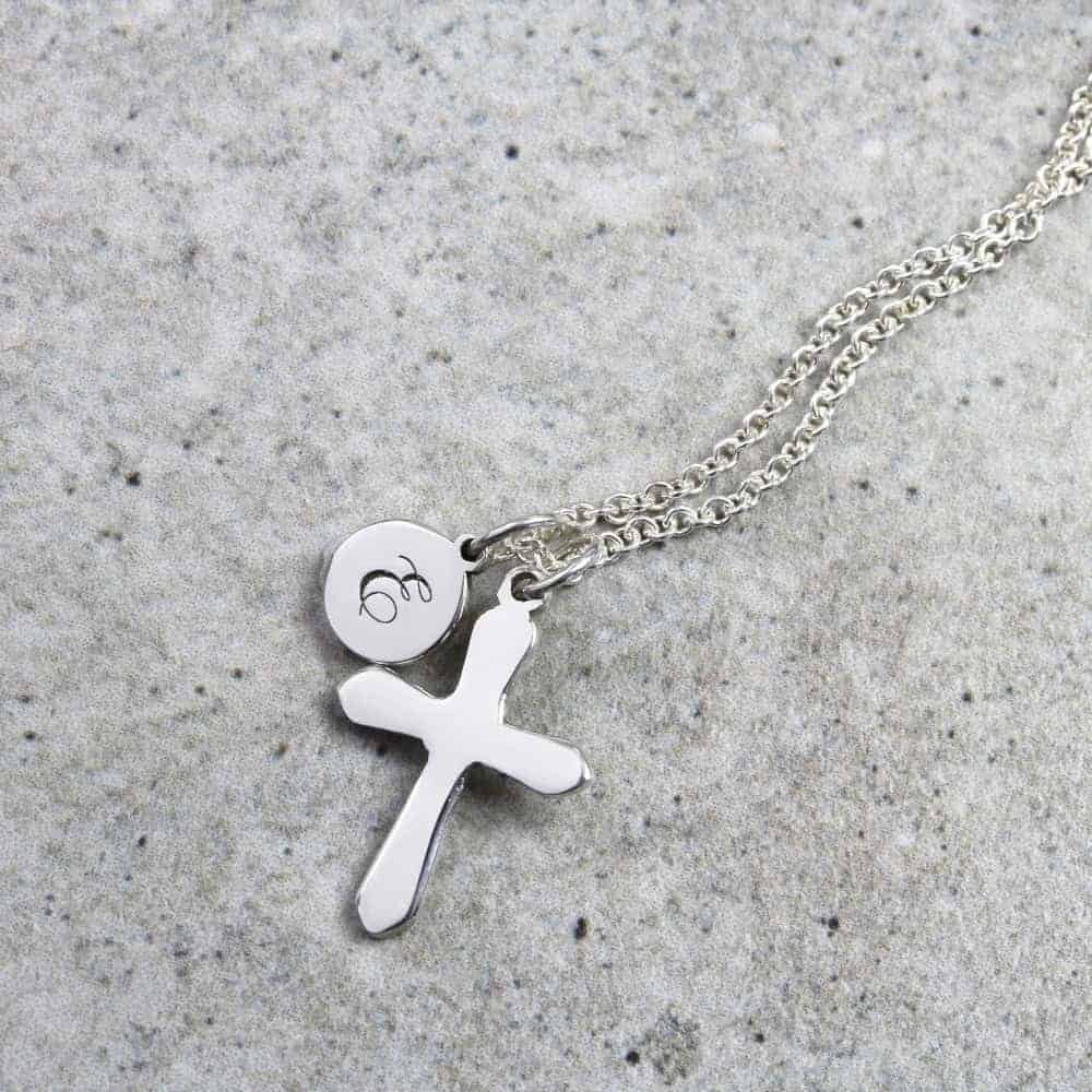 Personalised Necklace Initial Cross Necklace Silvery Jewellery