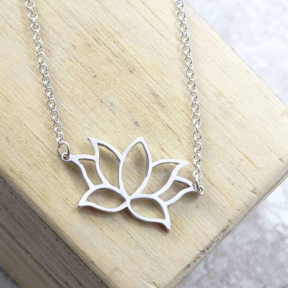Personalised Necklace Lotus Flower Necklace Silvery Jewellery
