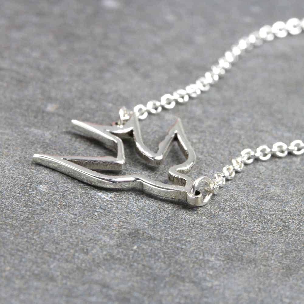 925 Sterling Silver Soaring Swallow Necklace