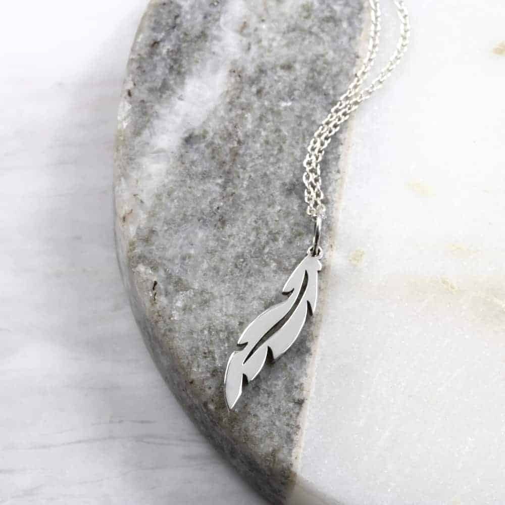 Small Feather Necklace Silvery Jewellery South Africa