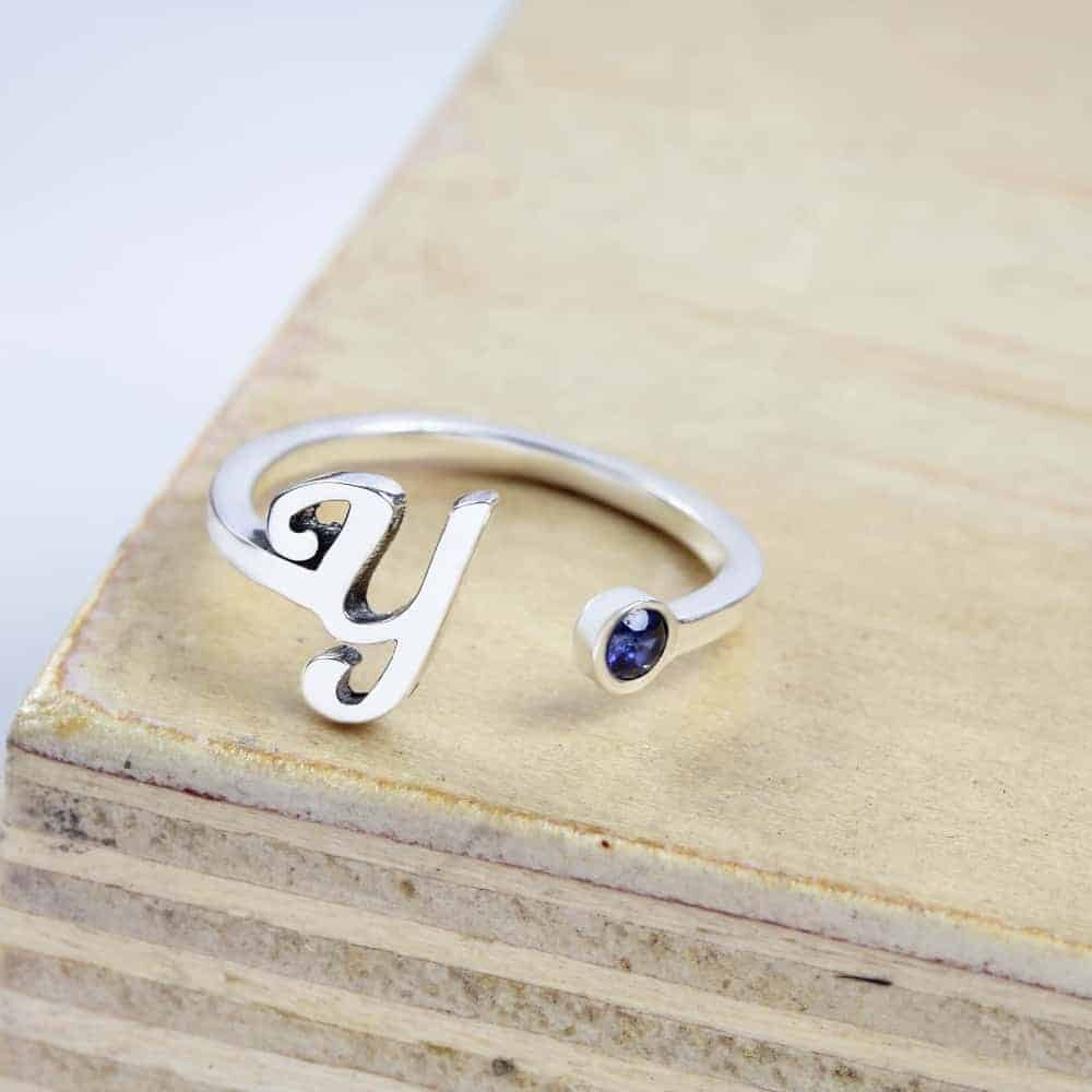 Initial & Birthstone Open Band