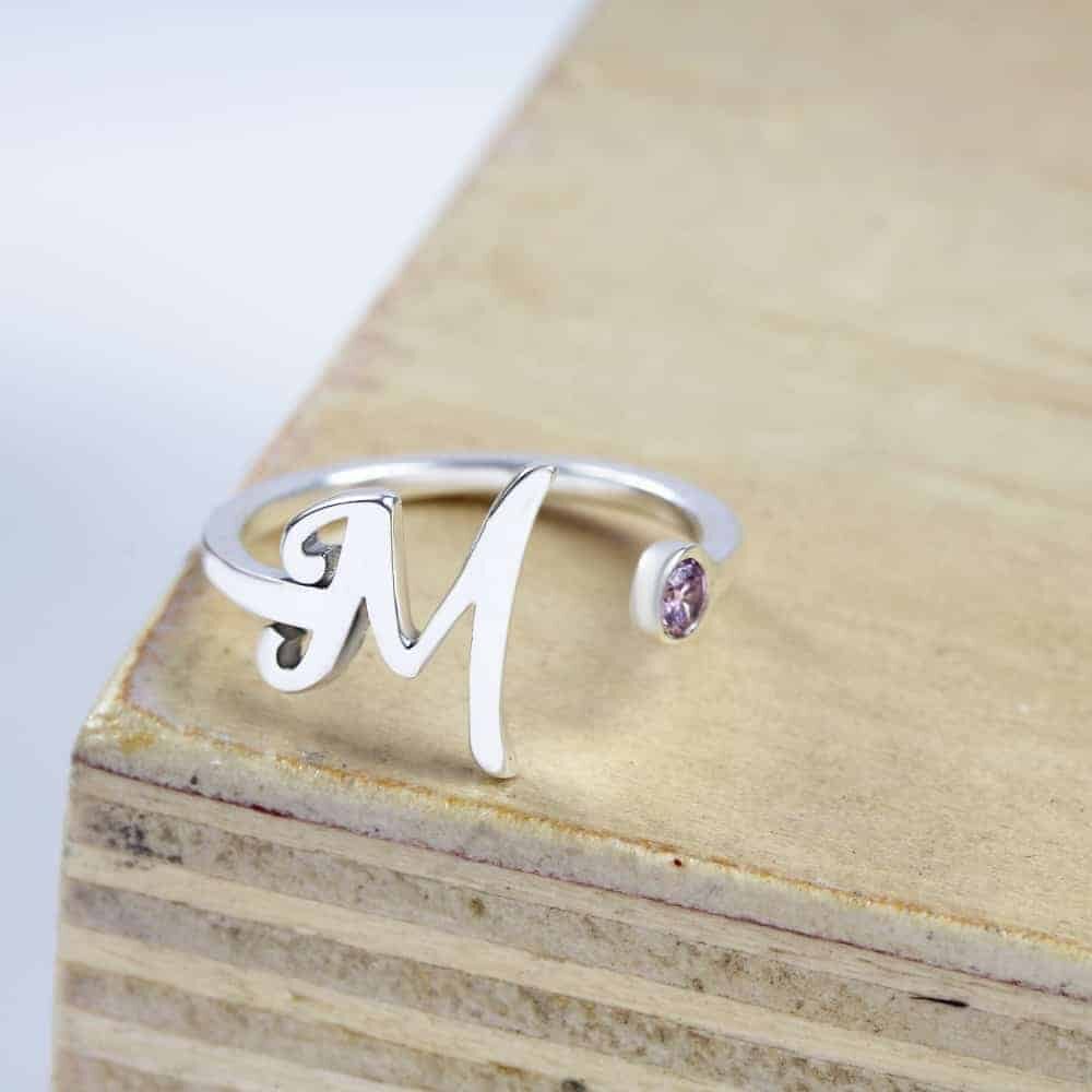 INITIAL & BIRTHSTONE OPEN BAND