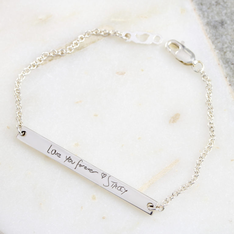 Handwritten Skinny Bar Bracelet (Upload your handwriting) | Fast ...