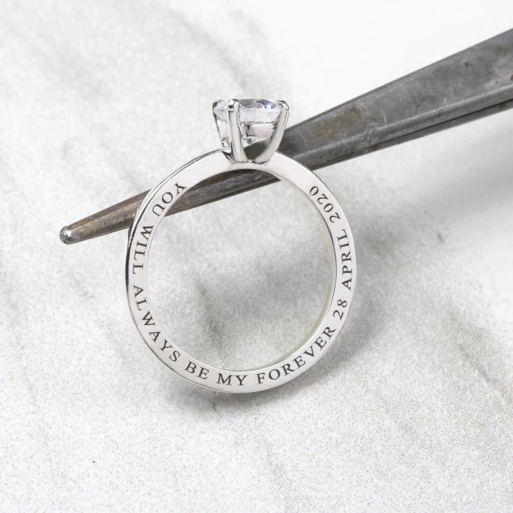 Personalised Cubic Zirconia Solitaire Ring