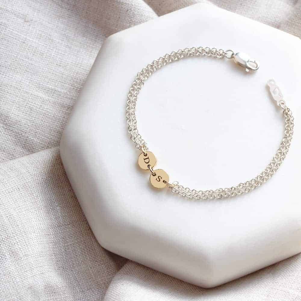 9kt Gold Twin Coin Connector Bracelet