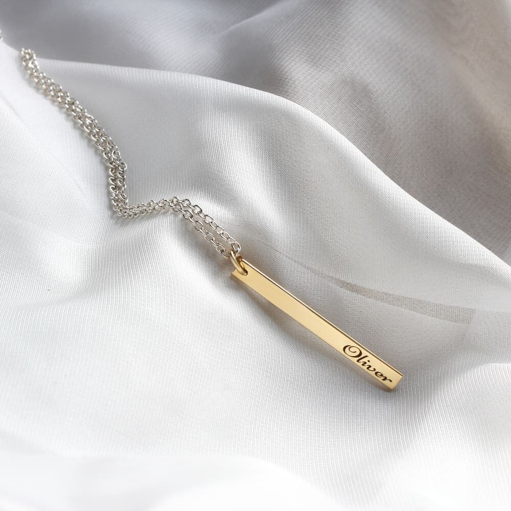 9kt Gold Vertical Bar Necklace
