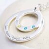 Double Hoop Birthstone And Name Necklace
