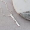 engraved four sided bar necklace with birthstones by silvery jewellery in south africa