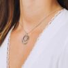 Double Hoop Birthstone and Name Necklace - Perspective Image