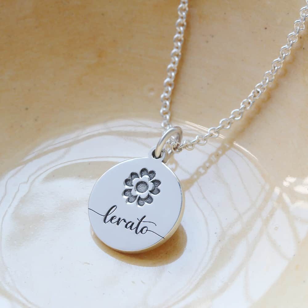 Engraved Name & Flower Necklace