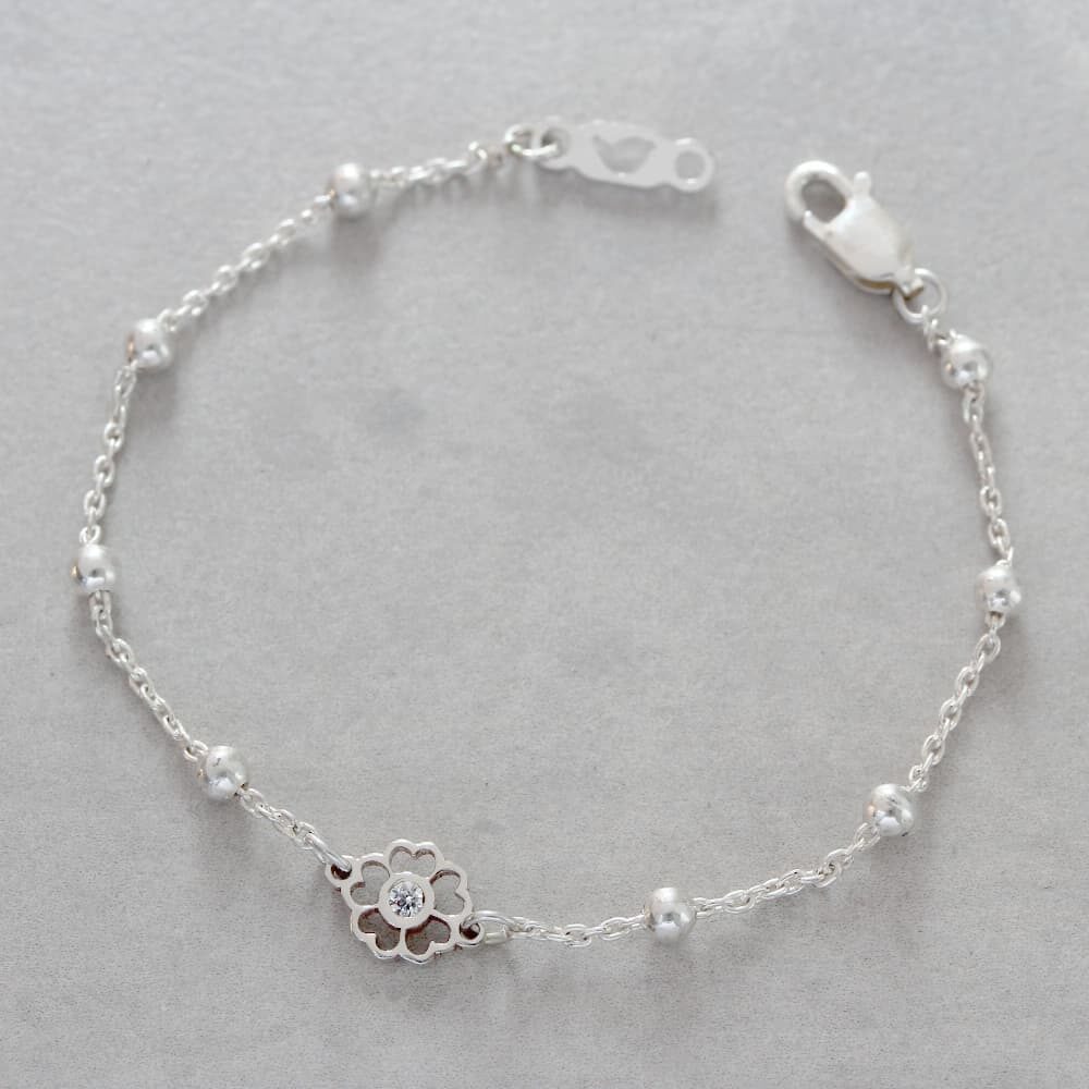 Dewdrop Flower & Birthstone Connector Bracelet