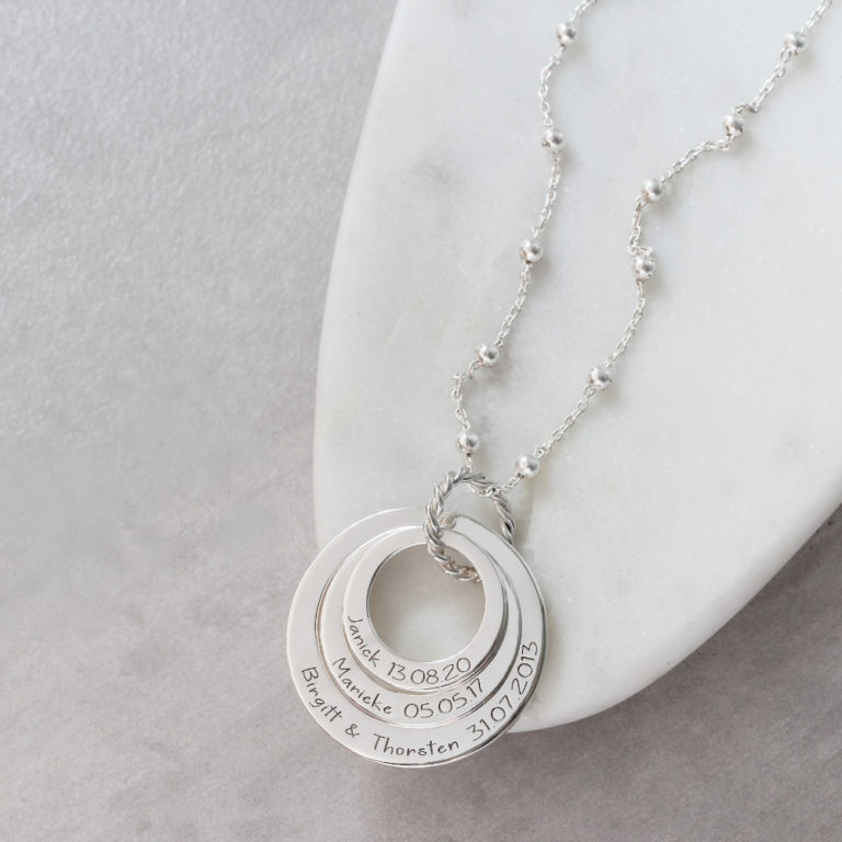 Engraved Family Name Necklace | Fast Delivery Crafted by Silvery