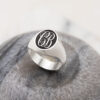Solid Oval Etched Initials Signet Ring crafted by silvery jewellery south africa
