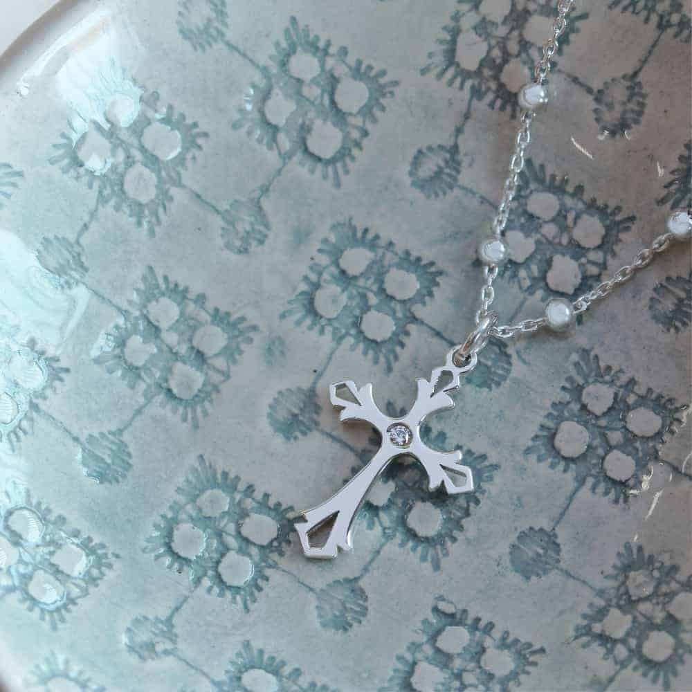 Dewdrop-Cross-Birthstone-Necklace
