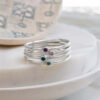 Sterling Silver Birthstone Ring Stack Set by Silvery