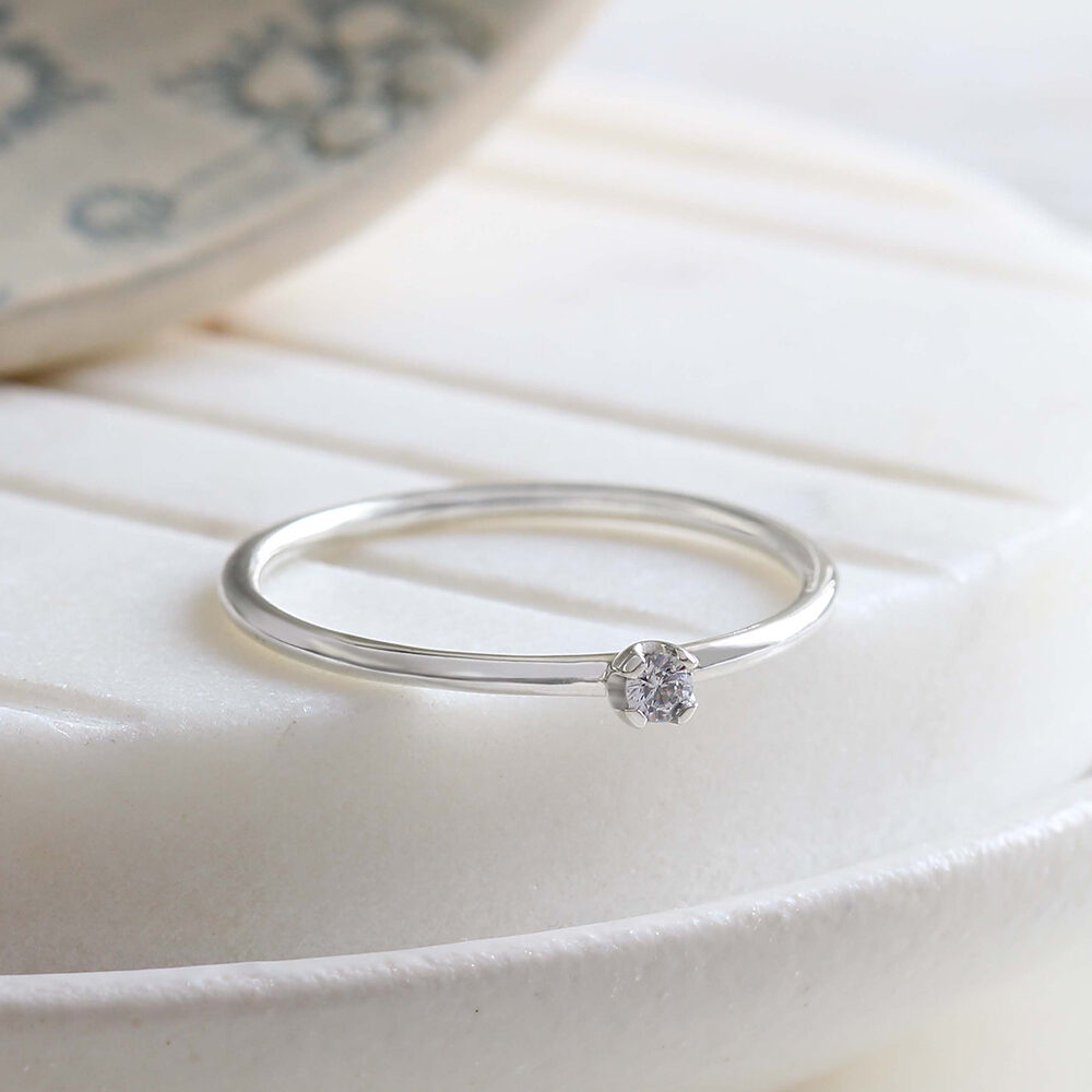 Dainty Birthstone Solitaire Ring