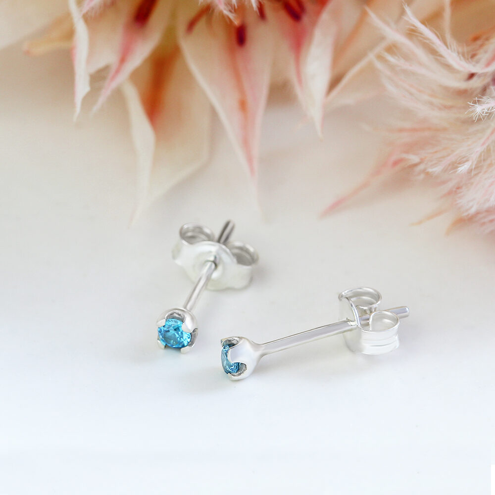 Birthstone Stud Earrings By Silvery Jewellery