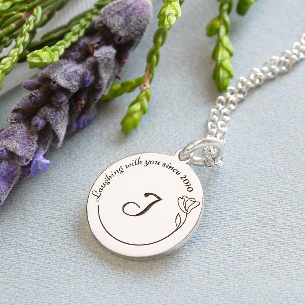 Engraved Blossom Coin Necklace