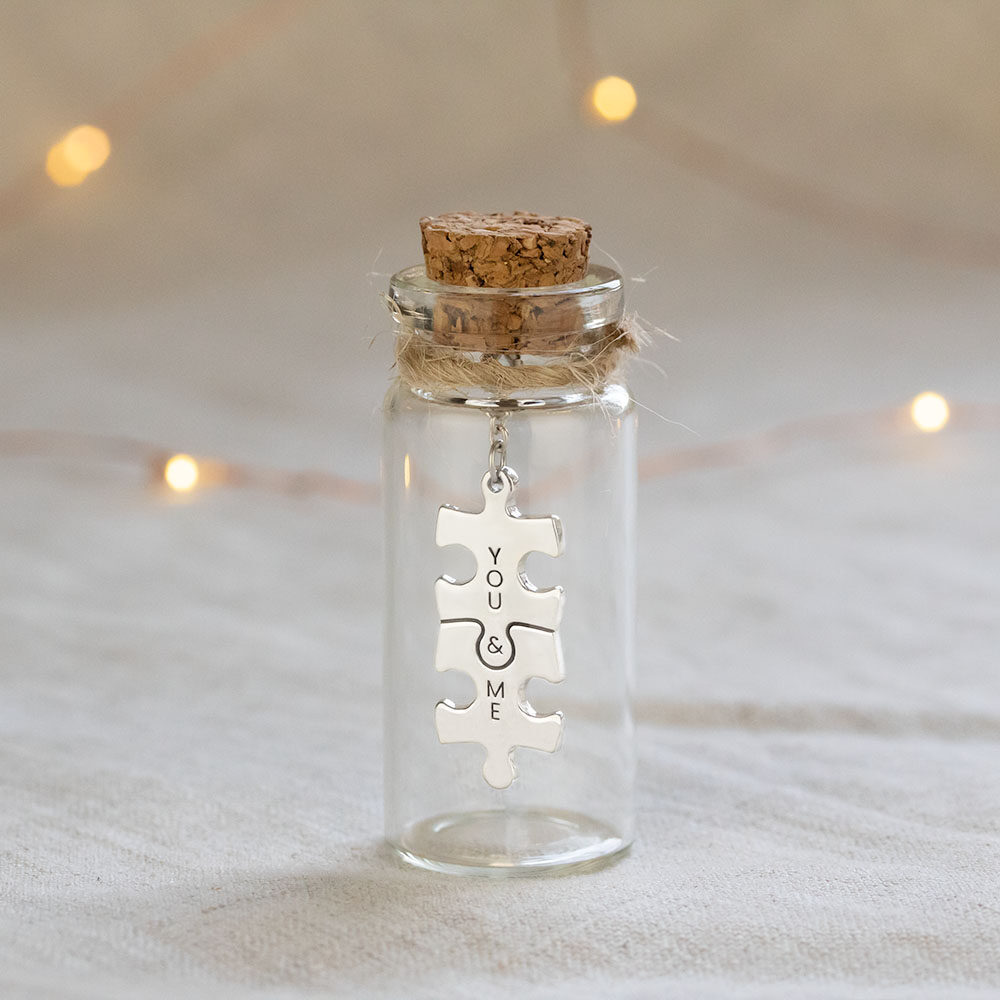 Personalised Puzzle Piece Keepsake Jar by Silvery Jewellery in South Africa