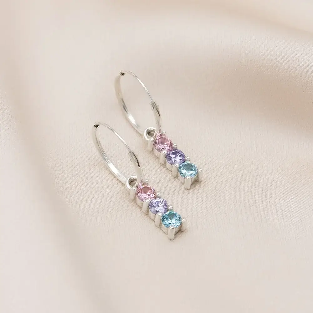 Birthstone Dangle Earrings by Silvery Jewellery