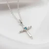 Birthstone Teardrop Cross Necklace By Silvery Jewellery