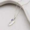 Personalised Feather Birthstone Necklace By Silvery Jewellery